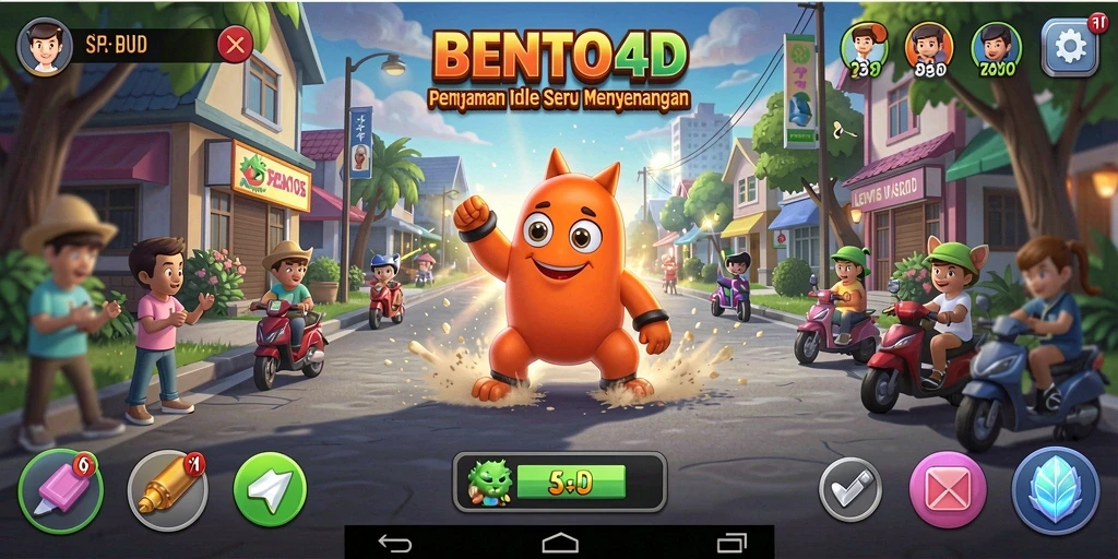 Tangkapan layar gameplay <strong>BENTO4D</strong> yang menunjukkan aksi seru dalam permainan idle.