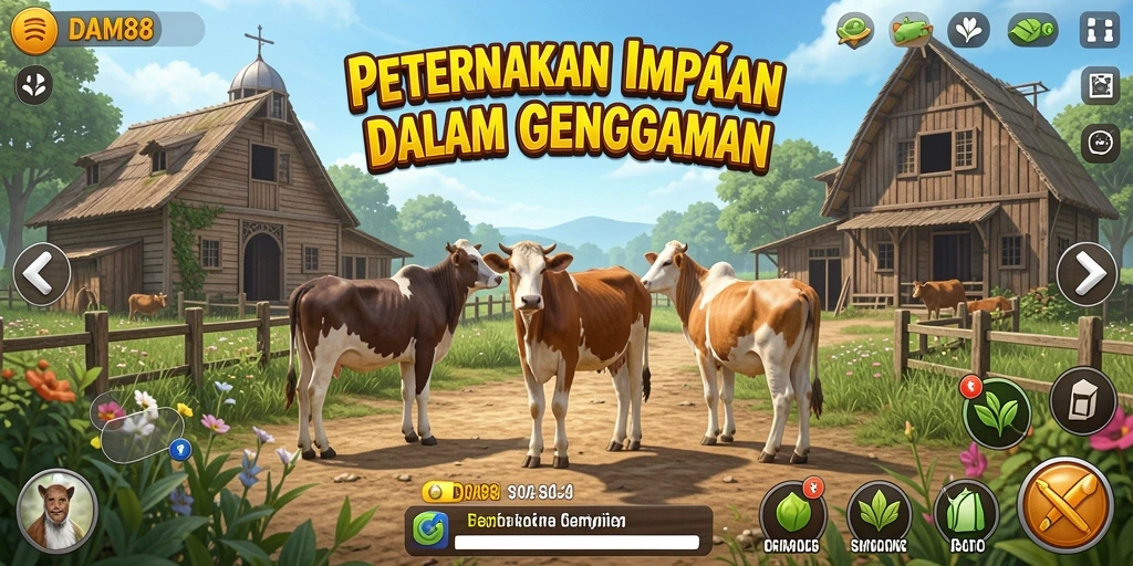 Tampilan gameplay <strong>DAM88</strong> menampilkan aktivitas bertani yang seru dan menantang.
