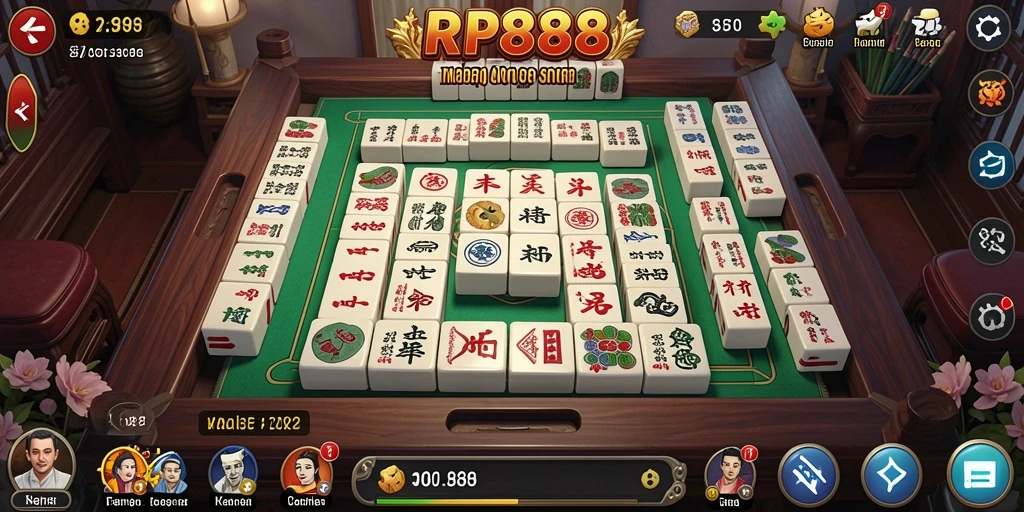 Tampilan gameplay RP888 yang seru dan menarik dalam permainan Mahjong.